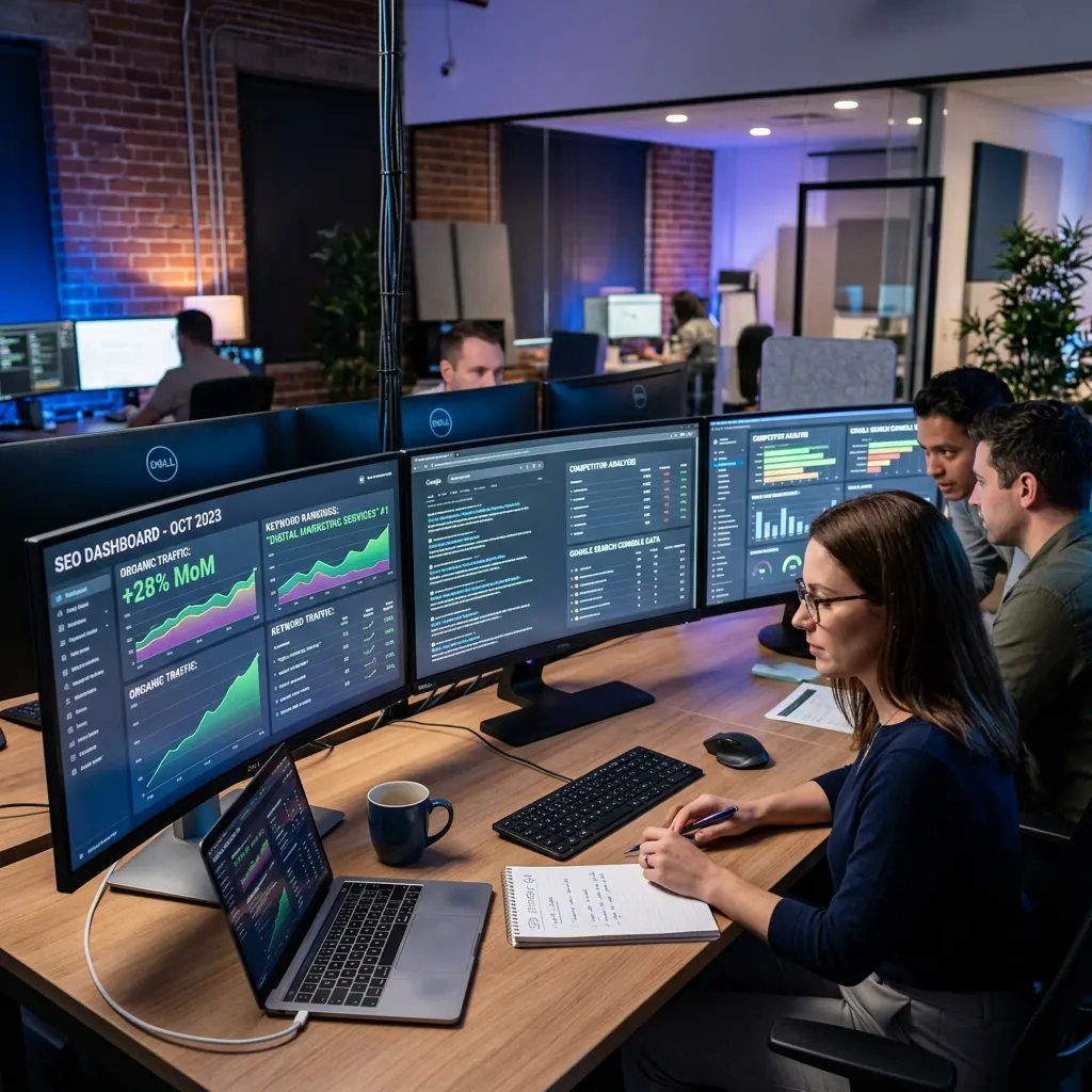 Illustrative search marketing analysis workspace