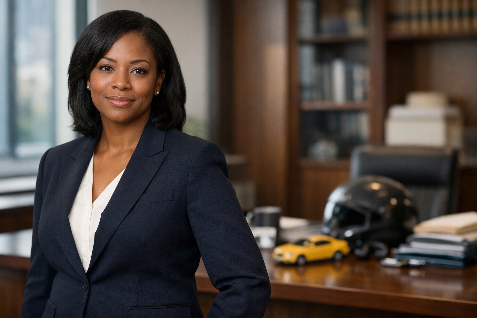 Attorney reviewing a case in a professional office
