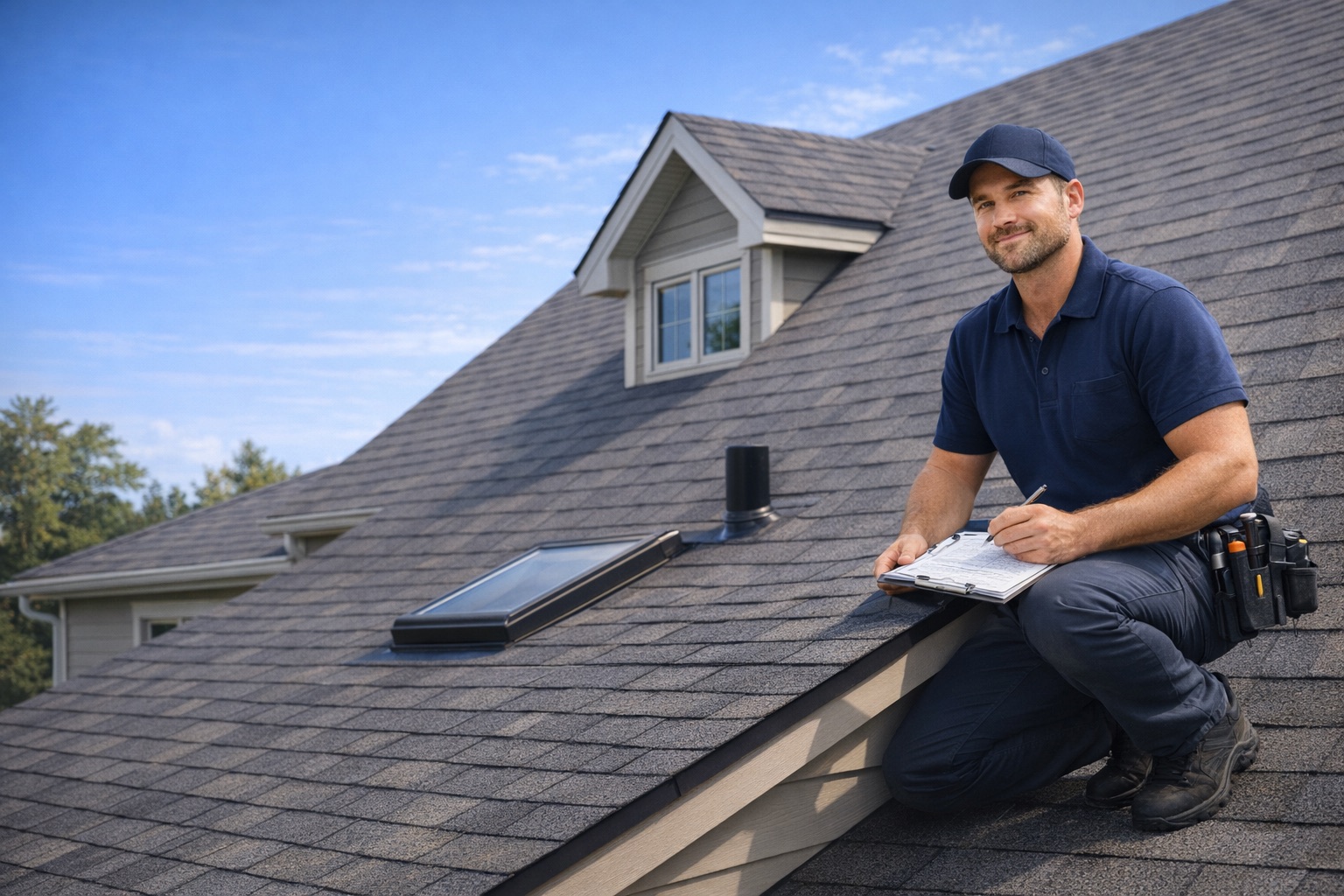 Home-service professional working on a roof